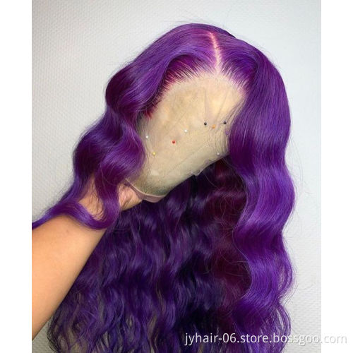 Hot Colored Purple Human Hair Wigs, Hd  Lace Front Wig, Red Orange Pink Purple Wigs Lace Front Human Hair For Black  Women